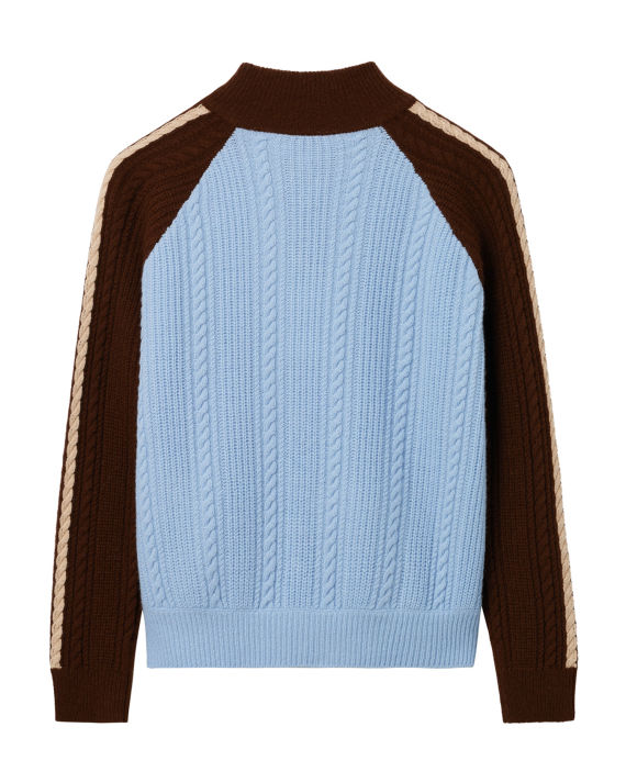 Color-Blocked Zip-up Knit Cardigan - Image 2