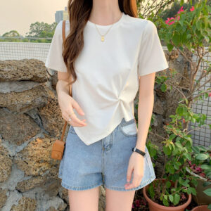 Short-Sleeved High-Waisted Cropped Top