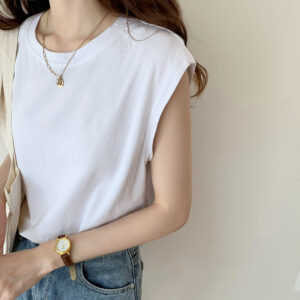 White Sleeveless T-Shirt