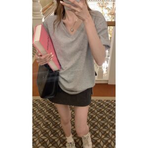 V-Neck Solid Color T-Shirt