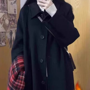 Black Mid-Length Wool Coat