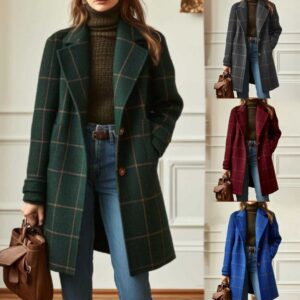 Plaid Casual Mid-Length Coat