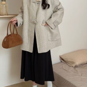 Hooded Loose Double-Faced Wool Coat