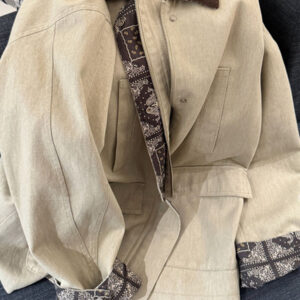 Color-Blocked Trench Coat With Lapel