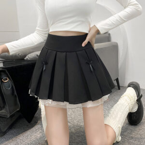 Bow-Tie Pleated Skirt