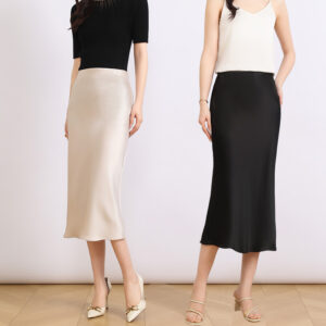 High-End Acetate Satin Midi Skirt