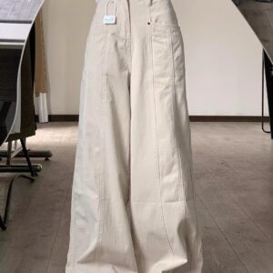Korean Style Casual Apricot Cargo Jeans