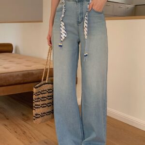Blue High-Waisted Wide-Leg Jeans