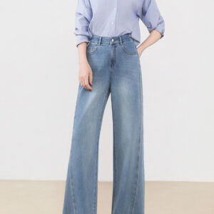 High-Waisted, Loose-Fitting Straight-Leg Flared Pants
