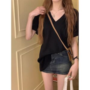 V-Neck Solid Color T-Shirt