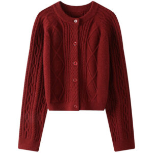 Autumn Lazy Style Knitted Cardigan Women's Short Loose Coat
