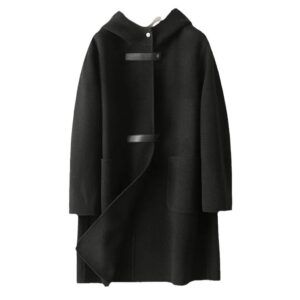 Loose-Fitting Hooded Double-Faced Wool Coat